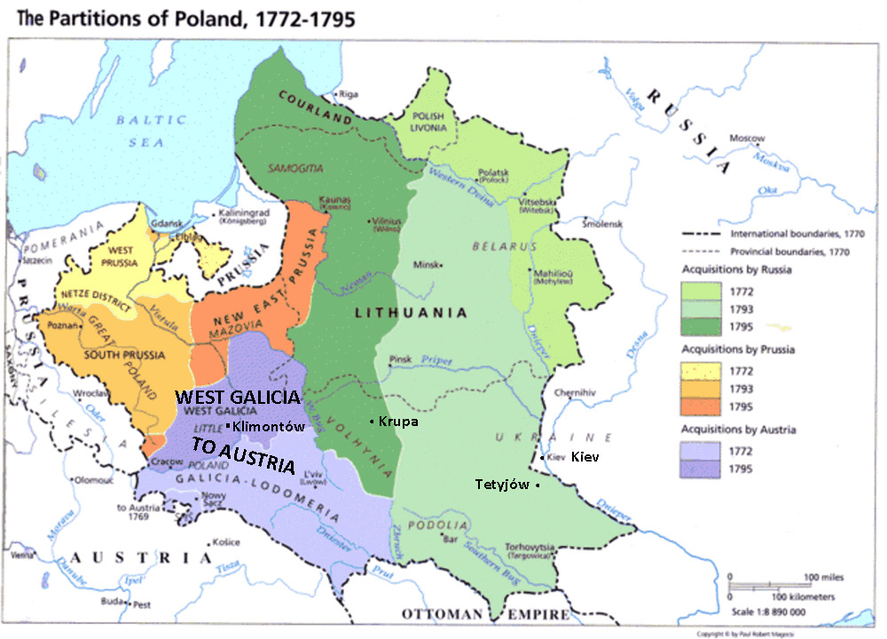 Польша 1772 года карта в границах